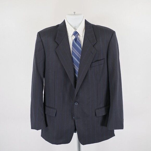 Yves Saint Laurent Wool Blue Check Striped‎ 2 Button Suit Jacket 42R France - Picture 4 of 14